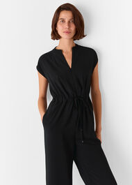 Petite Sleeveless Drawstring Jumpsuit
